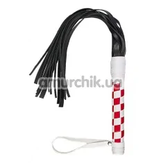 Батіг S&M Leather Flogger, біло-червоний - Фото №1