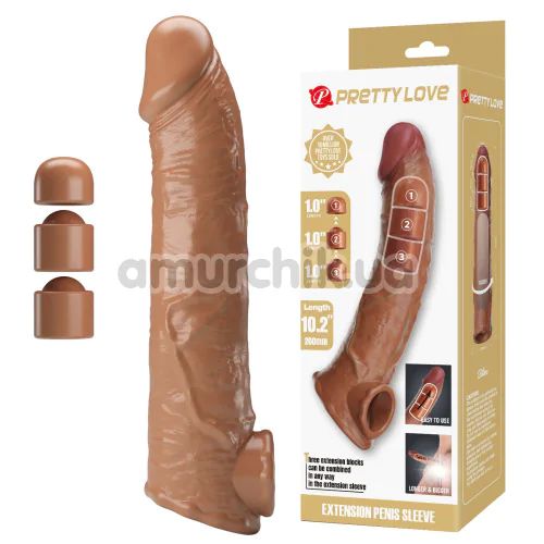 Насадка на пеніс Pretty Love Silas, світло-коричнева