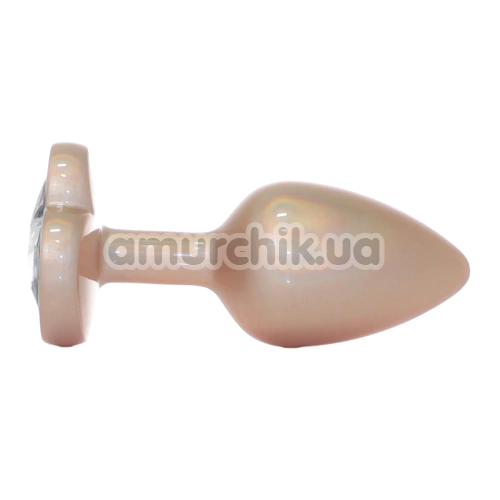 Анальная пробка с прозрачным кристаллом Exclusivity Jewellery Pearl Gold Heart Plug S, золотая