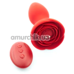 Анальная пробка с вибрацией Rose Anal Plug, бордовая - Фото №1