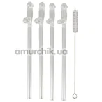 Трубочки для напоїв Glass Drinking Straw Willy - прозорі, 4 шт - Фото №1
