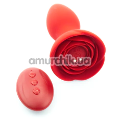 Анальная пробка с вибрацией Rose Anal Plug, бордовая - Фото №1