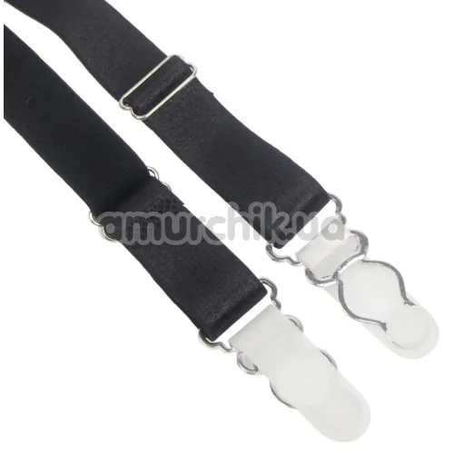 Комплект Star Night Wide Floral Set, черный: пояс для чулок + трусики-стринги