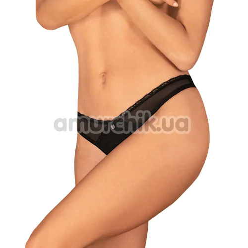 Трусики-стринги Obsessive Latinesa Crotchless, черные - Фото №1