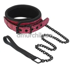 Нашийник з довгим повідком Blaze Luxury Fetish Collar and Leash, рожевий - Фото №1