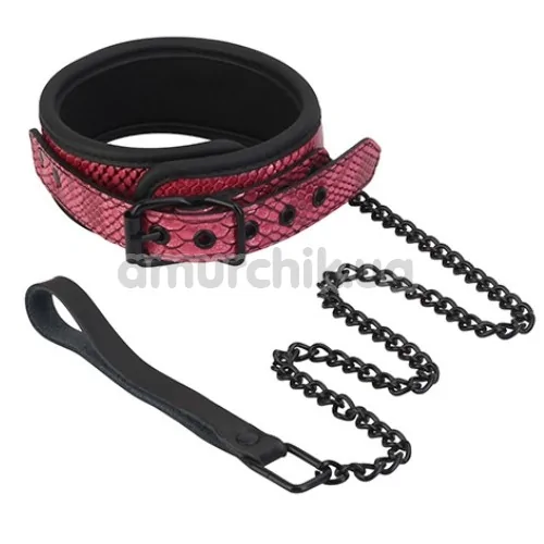 Ошейник с длинным поводком Blaze Luxury Fetish Collar and Leash, розовый - Фото №1