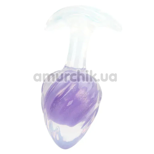 Анальная пробка Univibe Glow-In-Dark Ribbed S, фиолетовая