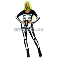Комбинезон Leg Avenue Printed Glow In The Dark Skeleton Catsuit, черно-белый - Фото №1