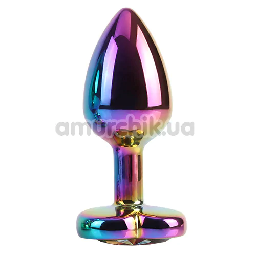 Анальна пробка з райдужним кристалом Matrix Mont Rainbow Heart Butt Plug S, мультикольорова
