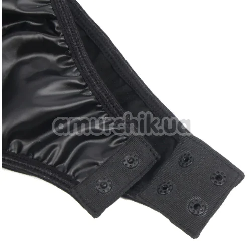 Костюм покоївки Star Night Maid Faux Leather Set, чорно-білий: боді + спідниця + підв'язки + обідок