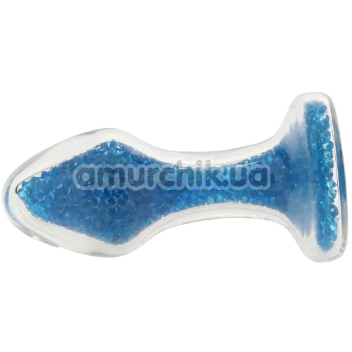 Анальна пробка Stardust Premium Glass Plug Glam, блакитна