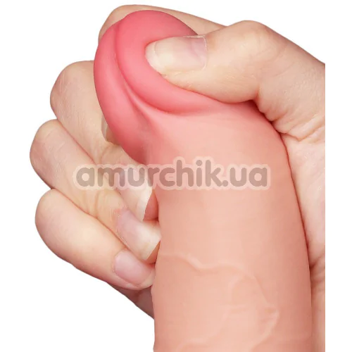 Фаллоимитатор Sliding-Skin Dual Layer Dong 7.5 с маленькой мошонкой, телесный