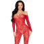 Комбинезон Leg Avenue Crotchless Fishnet Bodystocking Flower, красный - Фото №5