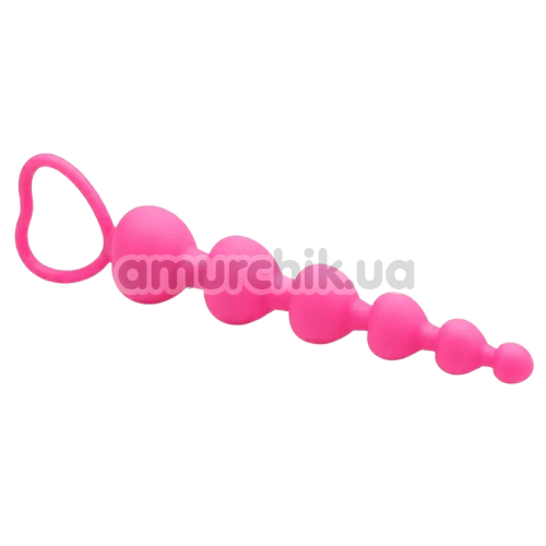 Анальная цепочка Alume Silicone Heart Bead Anal Chain, розовая