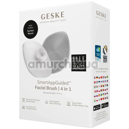 Щетка для лица Geske Facial Brush 4 in 1 Suction Mount, белая