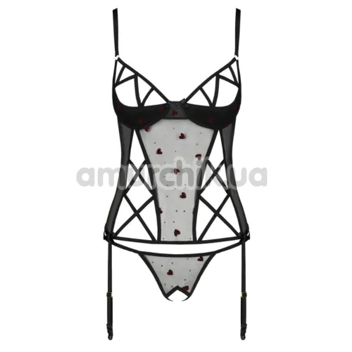 Комплект Passion Free Your Senses Lovelia Corset, черный: корсет + трусики-стринги