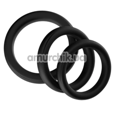 Набор из 3 эрекционных колец Boss Series Cock Ring Stay Hard, черный - Фото №1