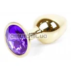 Анальная пробка с фиолетовым кристаллом Exclusivity Jewellery Gold Plug, золотая - Фото №1