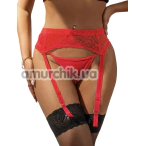 Комплект Star Night Lace Garter Belt, червоний: пояс для панчіх + трусики-стрінги - Фото №1