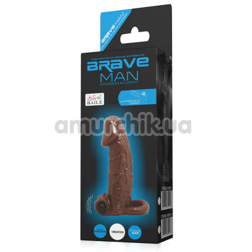 Насадка на пенис с вибрацией Brave Man 016011, коричневая