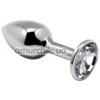 Анальна пробка з прозорим кристалом Alive Anal Pleasure Mini Metal Butt Plug S, срібна - Фото №1