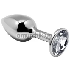 Анальная пробка с прозрачным кристаллом Alive Anal Pleasure Mini Metal Butt Plug S, серебряная - Фото №1