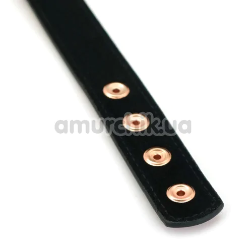 Ошейник с зажимами для сосков Liebe Seele Rose Gold Memory Thin Leather Collar with Nipple Clamps, золото-черный