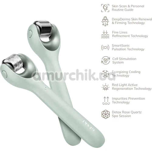 Массажер-роллер для лица с микроиглами Geske MicroNeedle Face Roller 9 in 1, зеленый