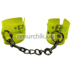 Фиксаторы для рук DS Fetish Handcuffs Transparent With Chain, салатовые - Фото №1
