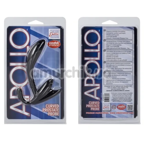Стимулятор простати для чоловіків Apollo Curved Prostate Probe, чорний