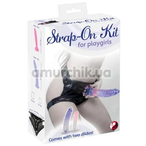 Набор страпонов Strap-On Kit For Playgirls Two Dildos, фиолетово-розовый