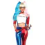 Костюм преступницы Leg Avenue Women's Misfit Hipster Harley Quinn, красно-синий: топ + леггинсы + подтяжки + перчатки + чокер + очки - Фото №3