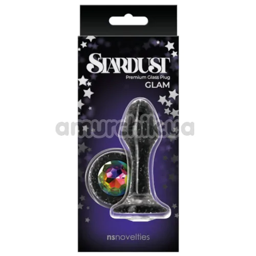 Анальна пробка Stardust Premium Glass Plug Glam, чорна
