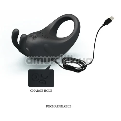 Віброкільце Pretty Love Rabbit Vibrator, чорне