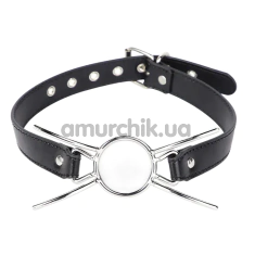 Кляп-кільце DS Fetish Spider Faux Leather, чорний - Фото №1