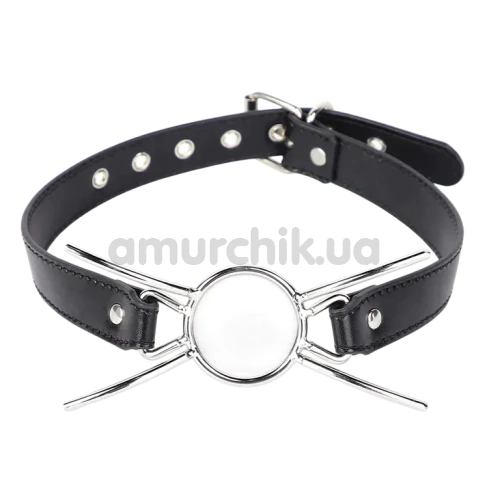 Кляп-кільце DS Fetish Spider Faux Leather, чорний - Фото №1