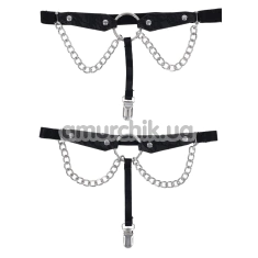 Гартеры для чулок Sex & Mischief Chain Lace Garters, черные - Фото №1
