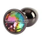 Анальная пробка с радужным кристаллом Matrix Mont Tungsten Black Gem Metal Plug S, черная - Фото №1