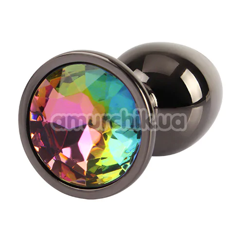 Анальная пробка с радужным кристаллом Matrix Mont Tungsten Black Gem Metal Plug S, черная - Фото №1