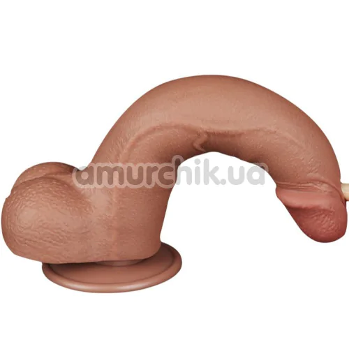 Фаллоимитатор Sliding-Skin Dual Layer Dong 8.5 с мошонкой, светло-коричневый
