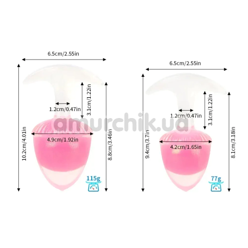 Анальная пробка Univibe Glow-In-Dark Berry S, розовая