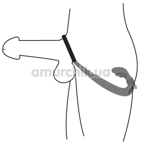 Вибростимулятор простаты с эрекционным кольцом Master Series Prostatic Play Cock Ring Vibrating Prostate, черный