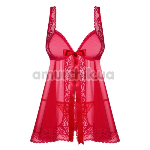 Комплект Obsessive Rougebelle Babydoll, красный: пеньюар + трусики-стринги