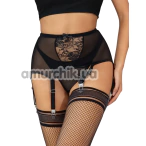 Комплект Star Night Wide Floral Set, черный: пояс для чулок + трусики-стринги - Фото №1