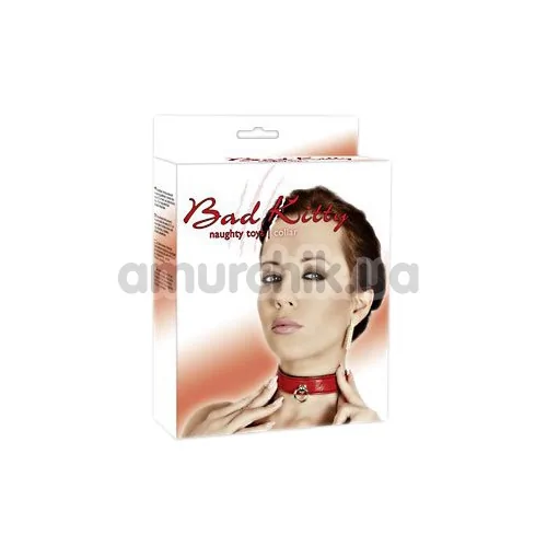 Нашийник Bad Kitty Naughty Toys Collar з маленьким кільцем, червоний - Фото №1