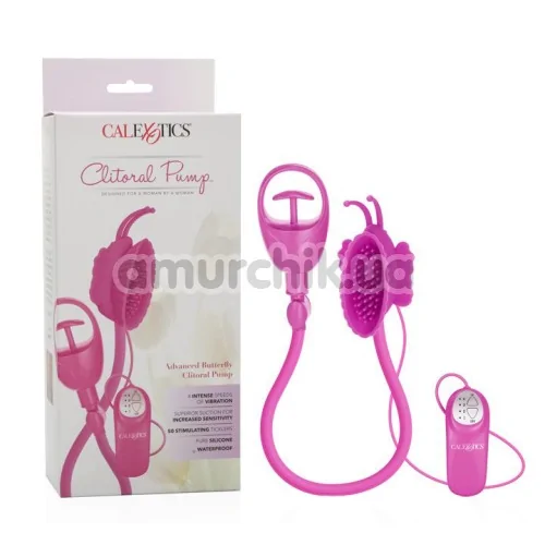 Вакуумна помпа для клітора з вібрацією Advanced Butterfly Clitoral Pump, рожева