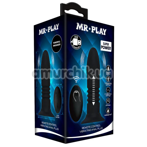 Анальная пробка с вибрацией и толчками MR Play Remote Control Vibrating Anal Plug, черная