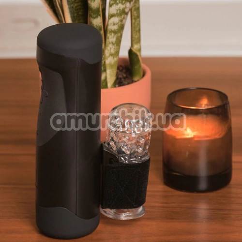 Інтерактивний мастурбатор з поштовхами The Handy Interactive Stroker, чорний
