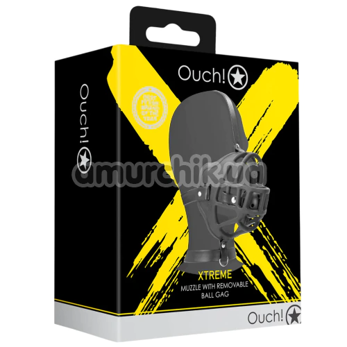 Маска с кляпом Ouch! Xtreme Muzzle With Removable Ball Gag, черная