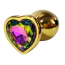 Анальна пробка з райдужним кристалом Alume Metal Heart Plug M, золота - Фото №2
